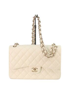 Chanel Ivory Caviar Gold Double Flap Maxi Quilted 30